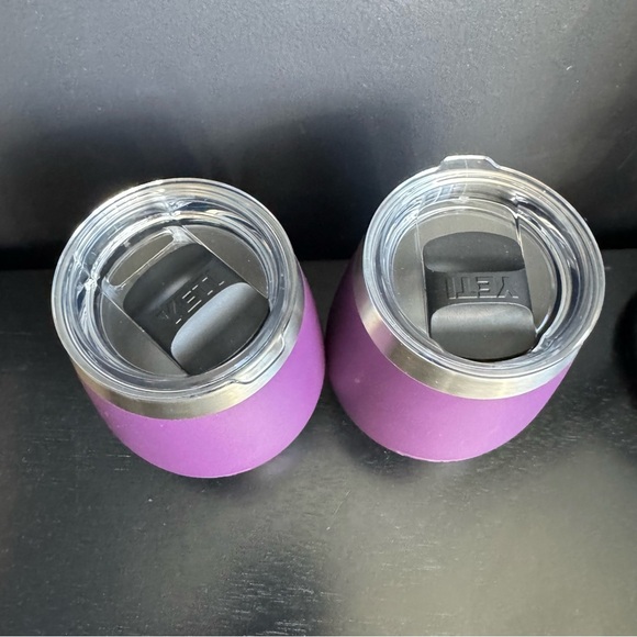 Pair of Yeti Rambler Wine Tumbler Rambler Dark Purple Eggplant Color with Lids - Picture 2 of 6